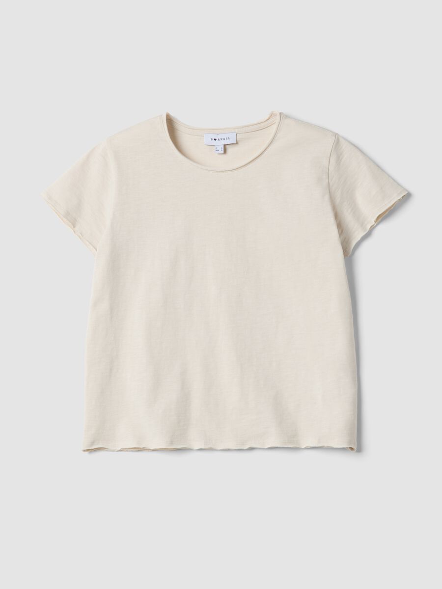 Beige pure cotton short-sleeve T-shirt, regular fit_4