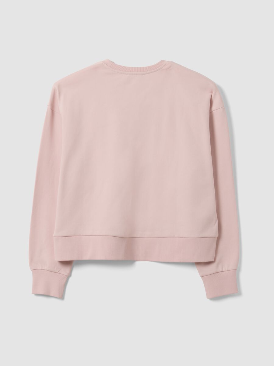 Felpa rosa in misto cotone con girocollo e ricamo_2
