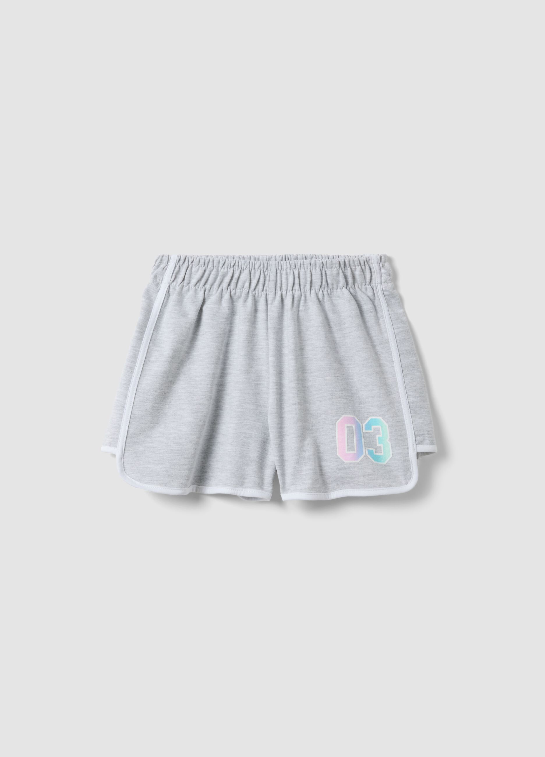 Grey cotton-blend shorts with elasticated waist for girls, comfy fit