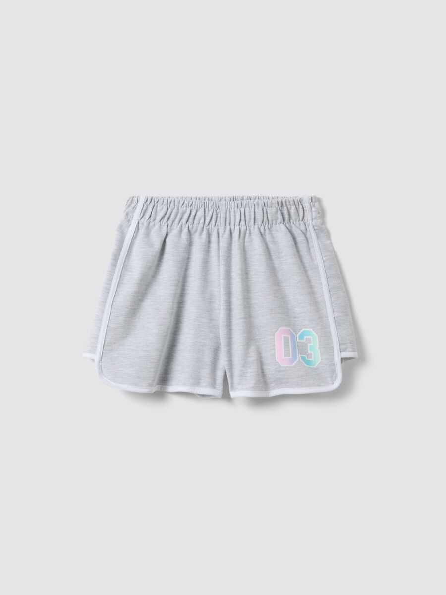 Shorts grigi in misto cotone con vita elasticizzata per ragazza comfort fit_3