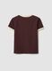 Brown cotton T-shirt with front graphic print and contrast trims_1