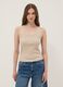 Beige pure cotton ribbed vest top, regular fit_2