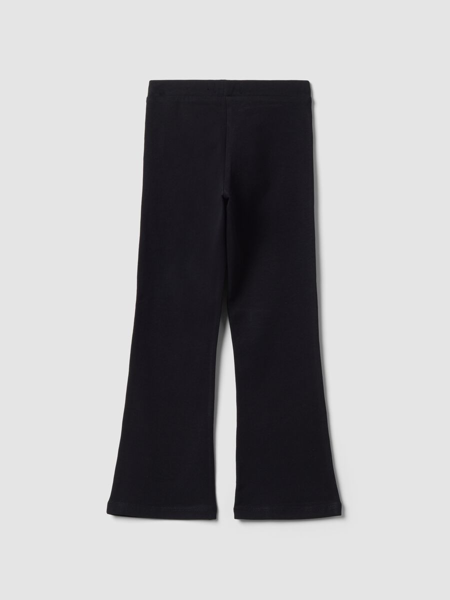 Black stretch cotton flared leggings for girls_1