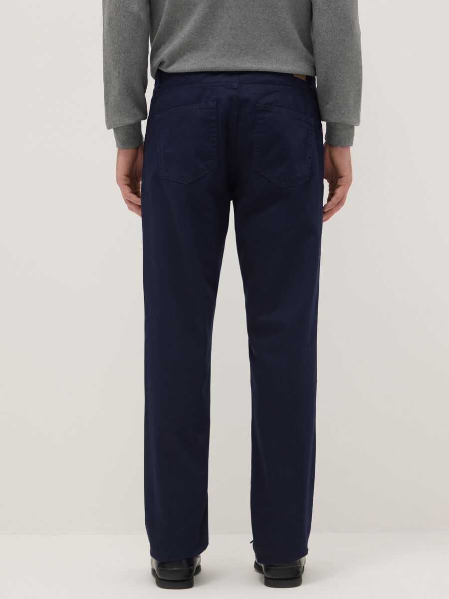 Regular fit blue pure cotton trousers_2