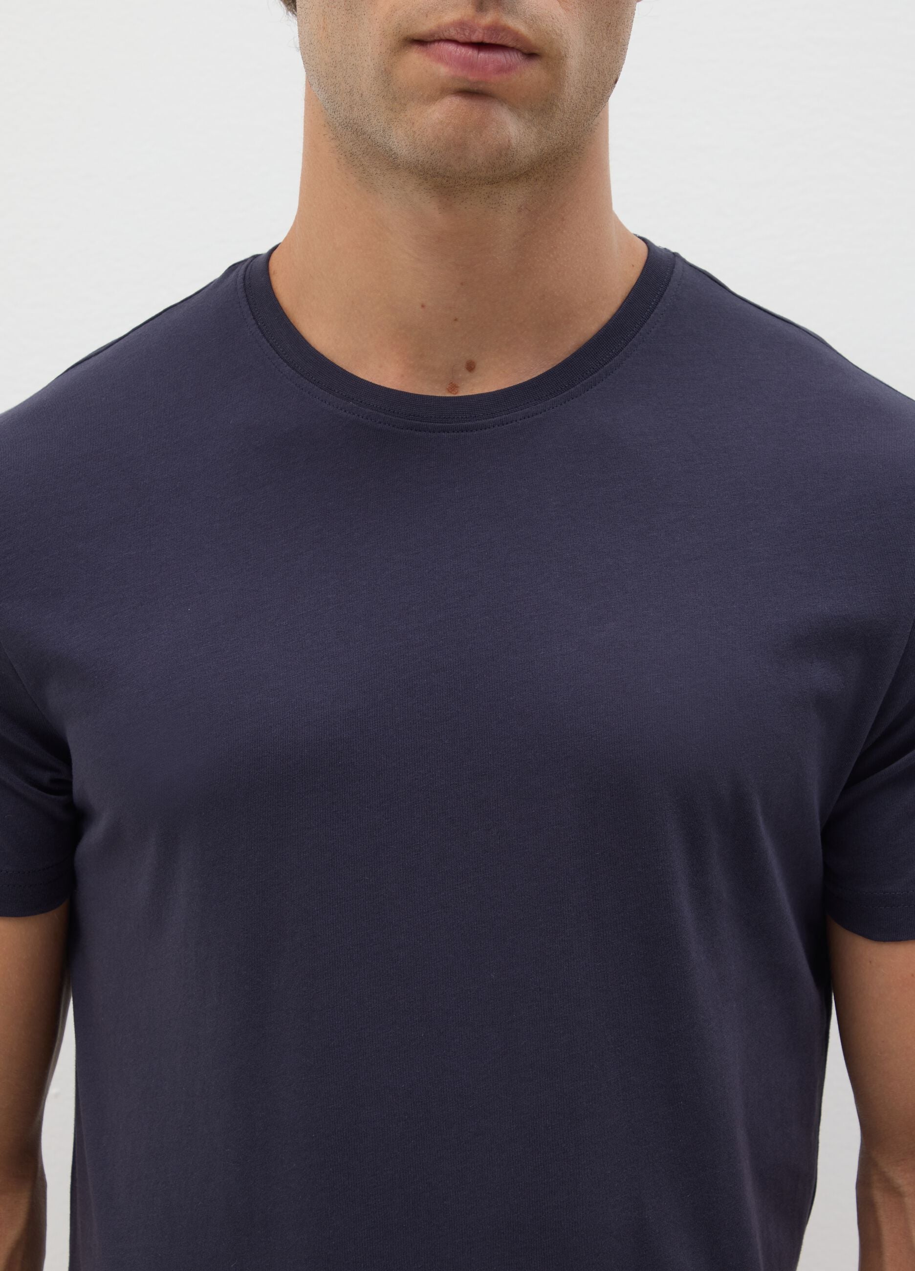 T-shirt da uomo in puro cotone blu