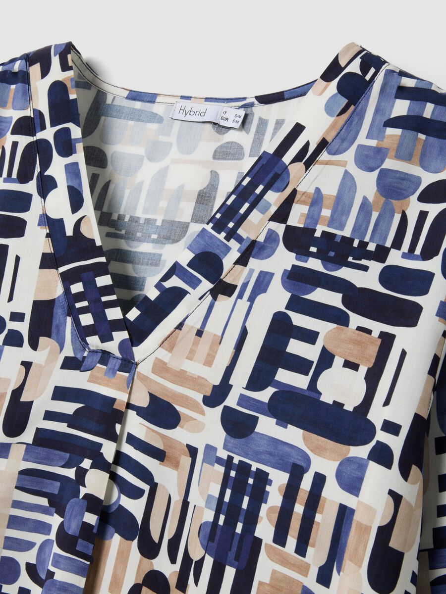 Multicolour pure viscose blouse with geometric print, regular fit_5
