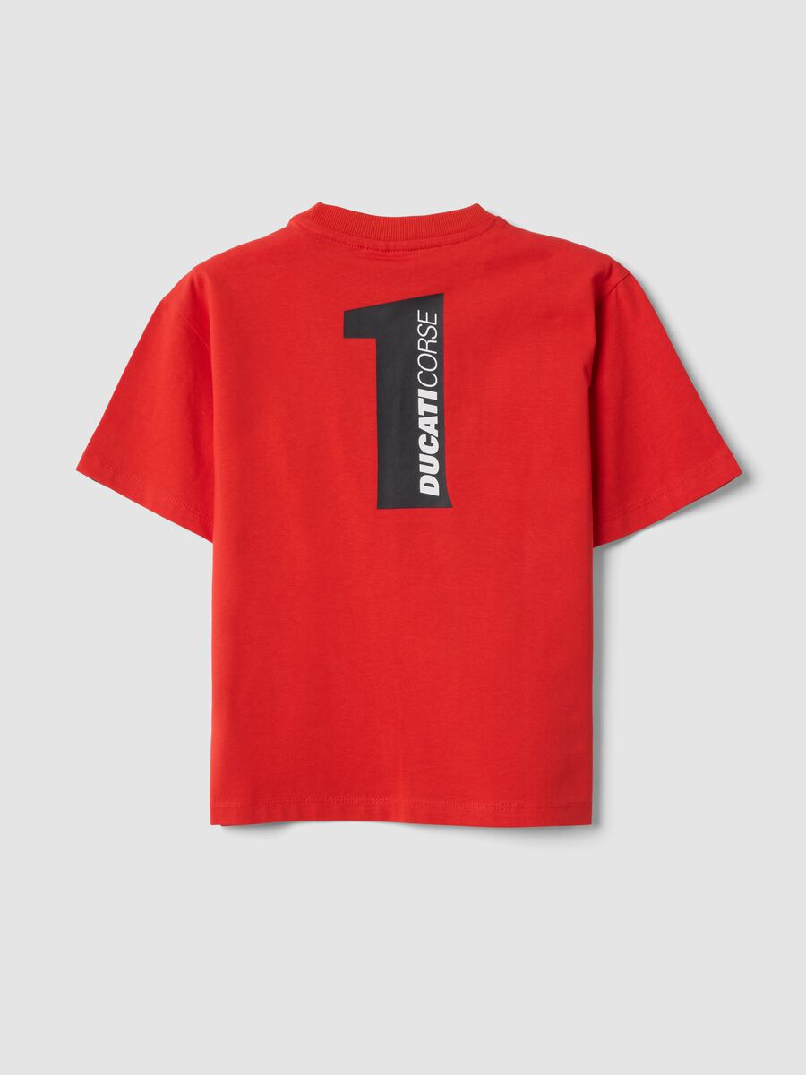T-shirt rossa a maniche corte in cotone elasticizzato per bambino regular fit_1