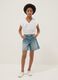 Blue pure-cotton denim shorts for girls, regular fit with polka-dot detail_0