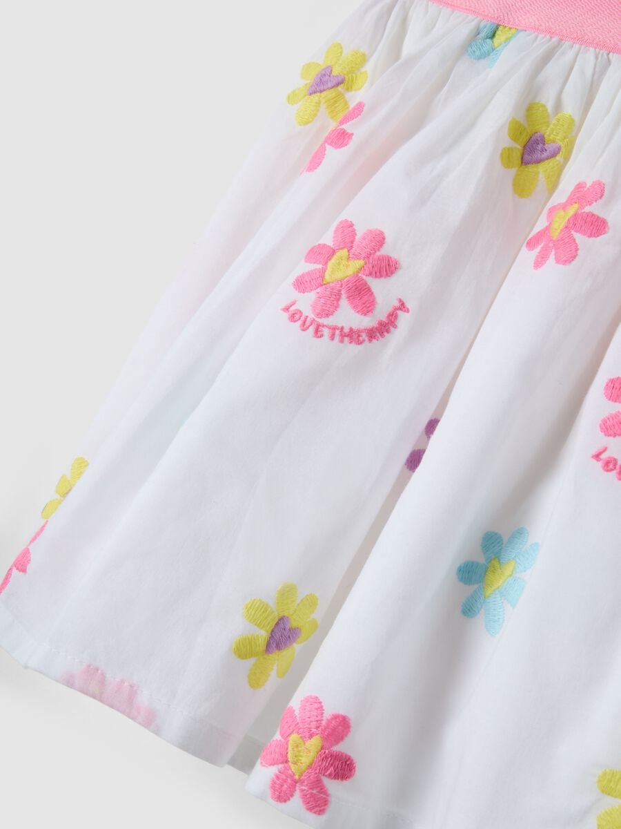 Girls' regular fit skirt with multicolour pure cotton and flowers_3