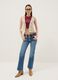 Beige regular-fit cotton-blend gilet with floral knit design_1