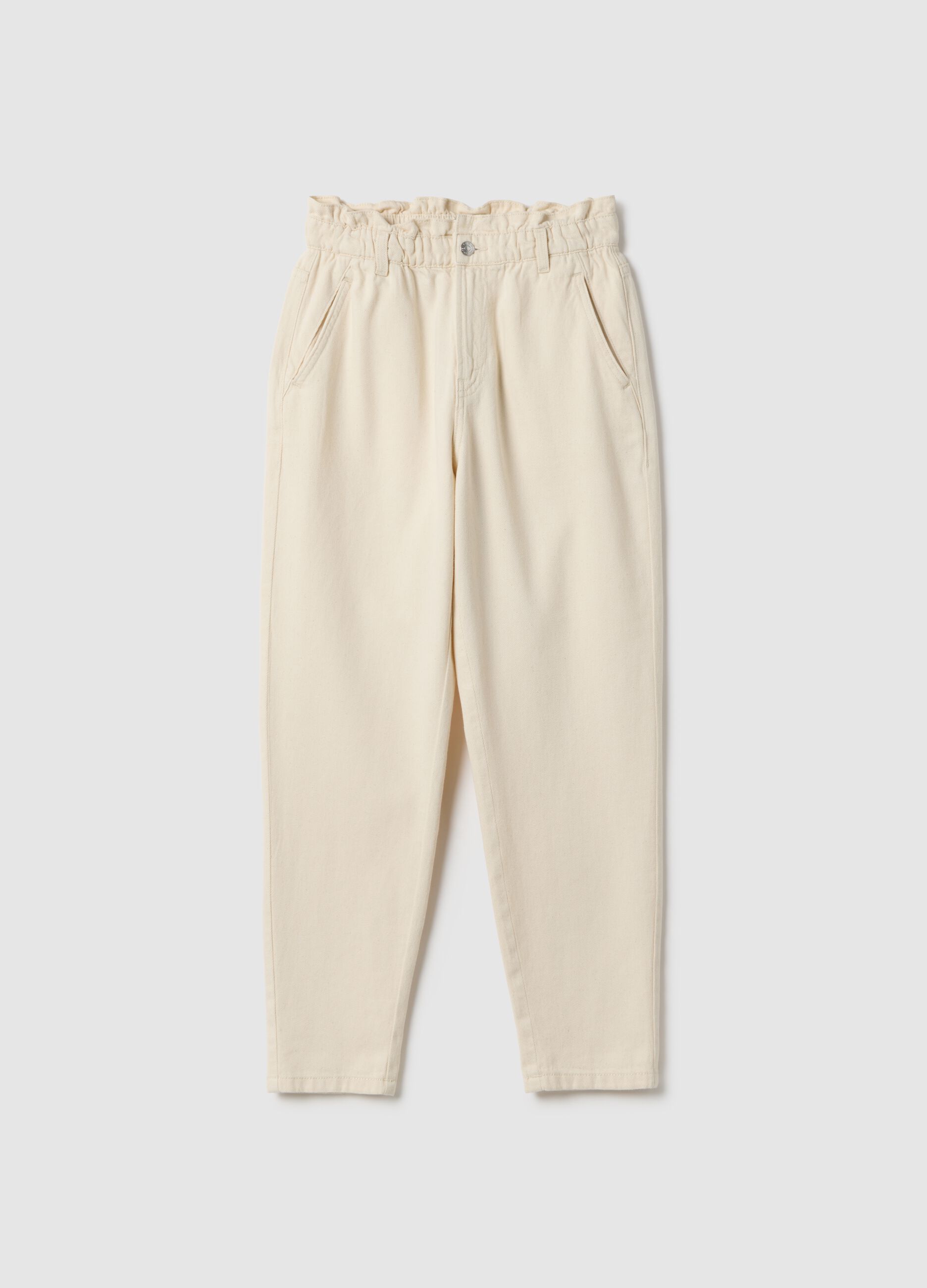 Beige pure cotton baggy trousers