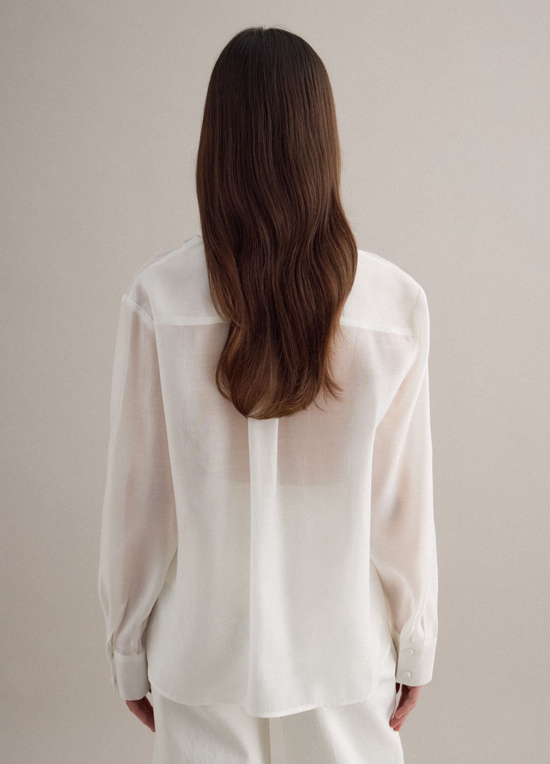White Oversized Fit Lyocell Blend Shirt