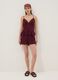 Burgundy viscose-linen blend lace top, regular fit_1
