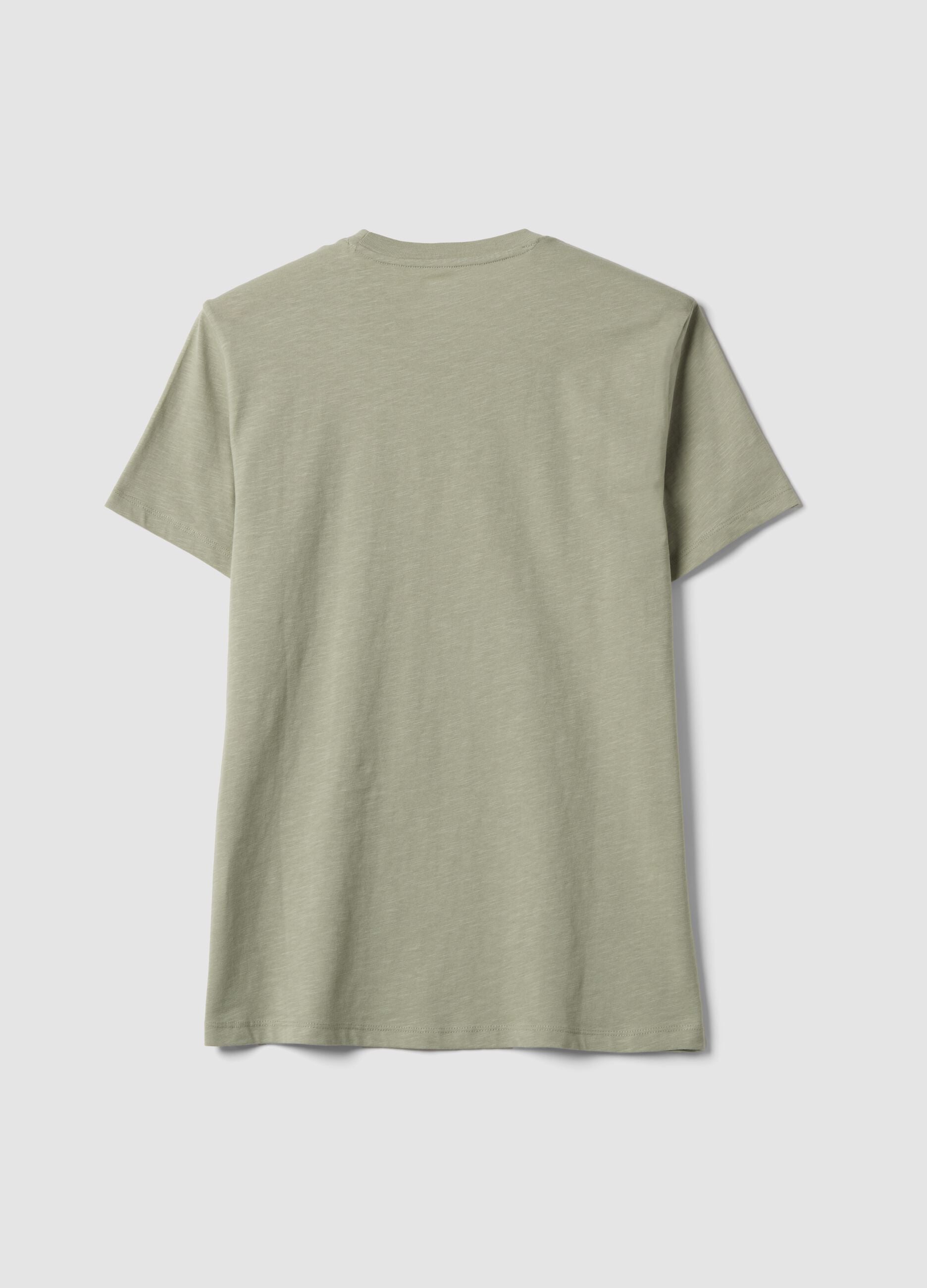 Grey regular-fit short-sleeve pure cotton T-shirt