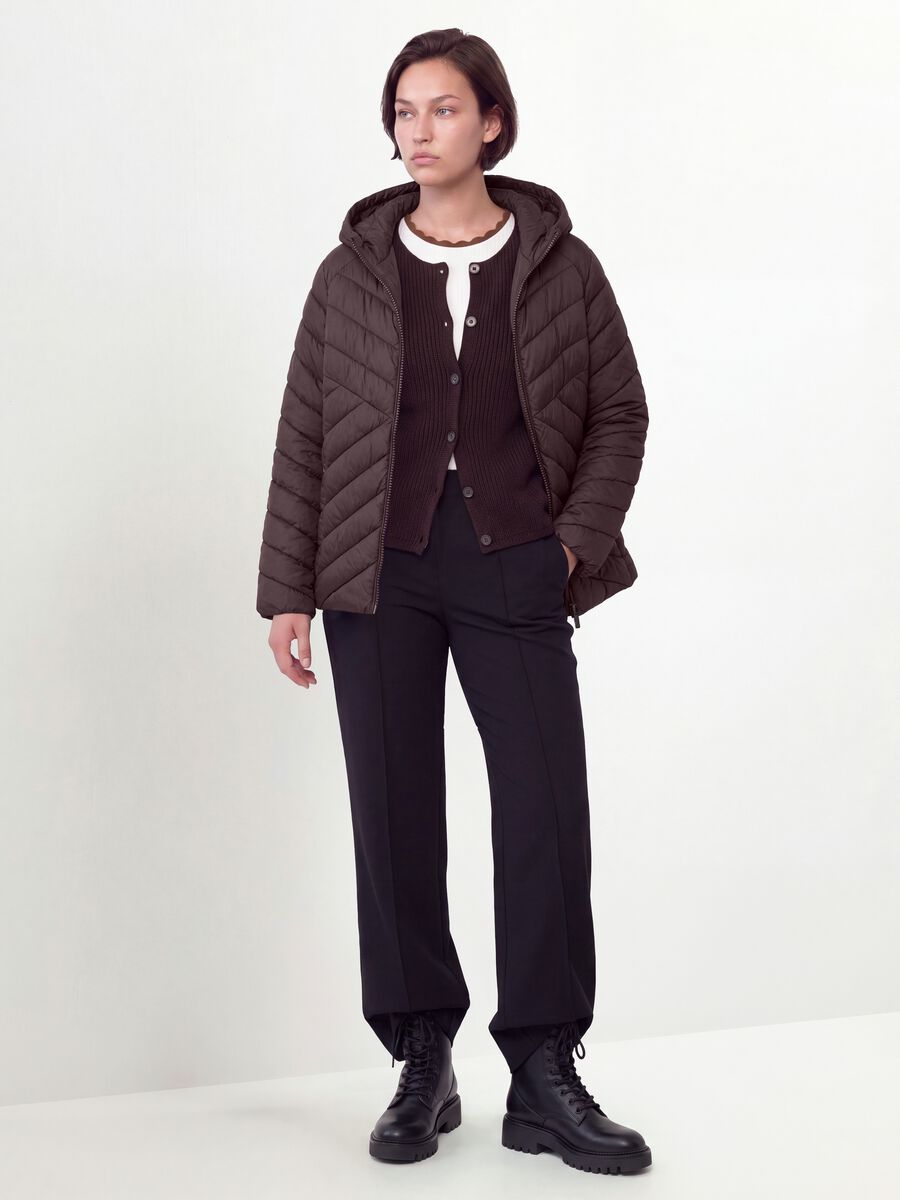 Ultralight purple quilted hooded jacket with zip, regular fit_2