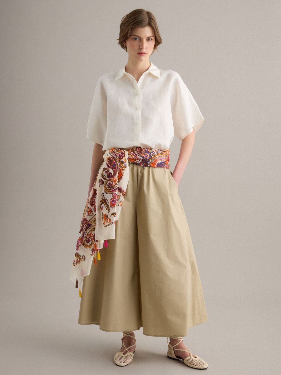 White pure cotton scarf with paisley pattern and tassels_3