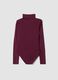 Purple modal and stretch wool bodysuit with crew neck_2