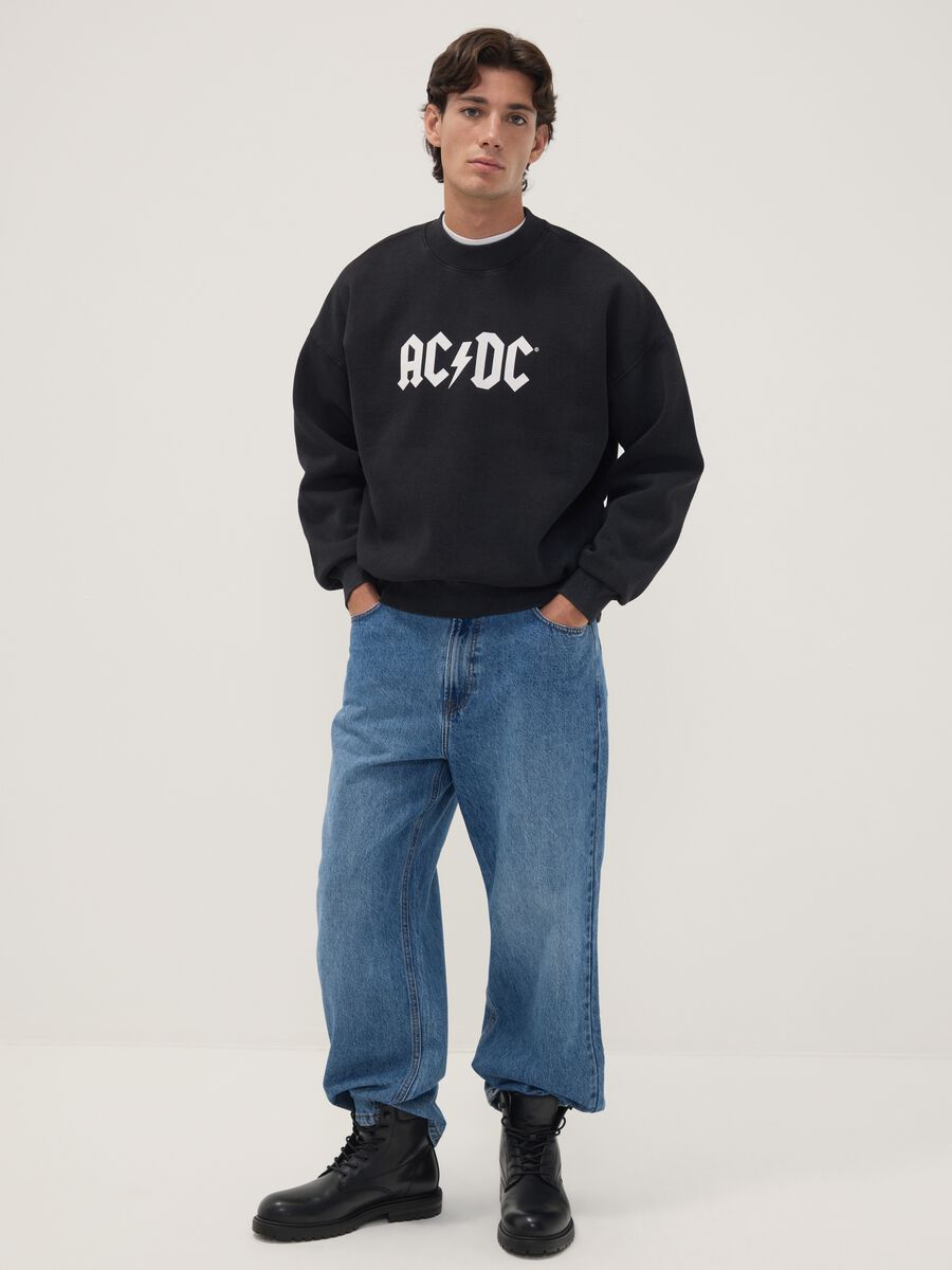 Black cotton-blend AC/DC printed sweatshirt_1