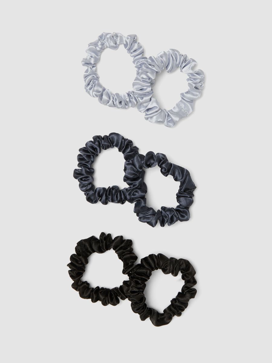 SINCERELY HAIR Small Satin Scrunchies (6 pcs) Black & Grey_1