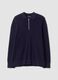 Blue pure cotton polo with zip and classic collar_4