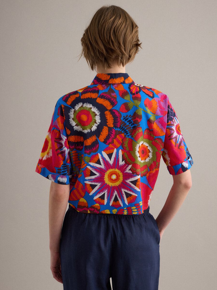Multicoloured pure cotton crop shirt_3