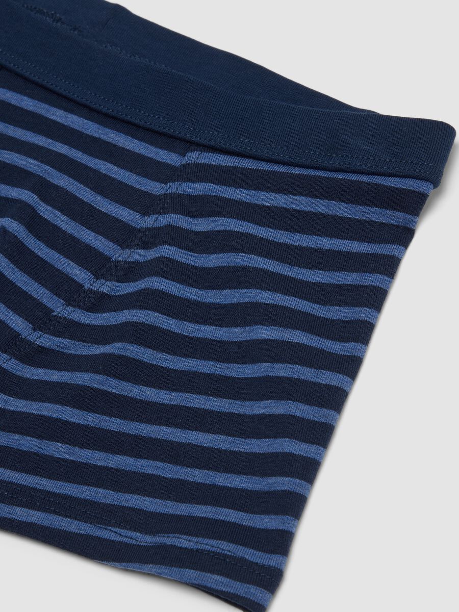 Blue striped organic stretch cotton midi boxer shorts for boys_2