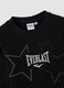 Black pure cotton T-shirt with applied stars, regular fit for girls_4
