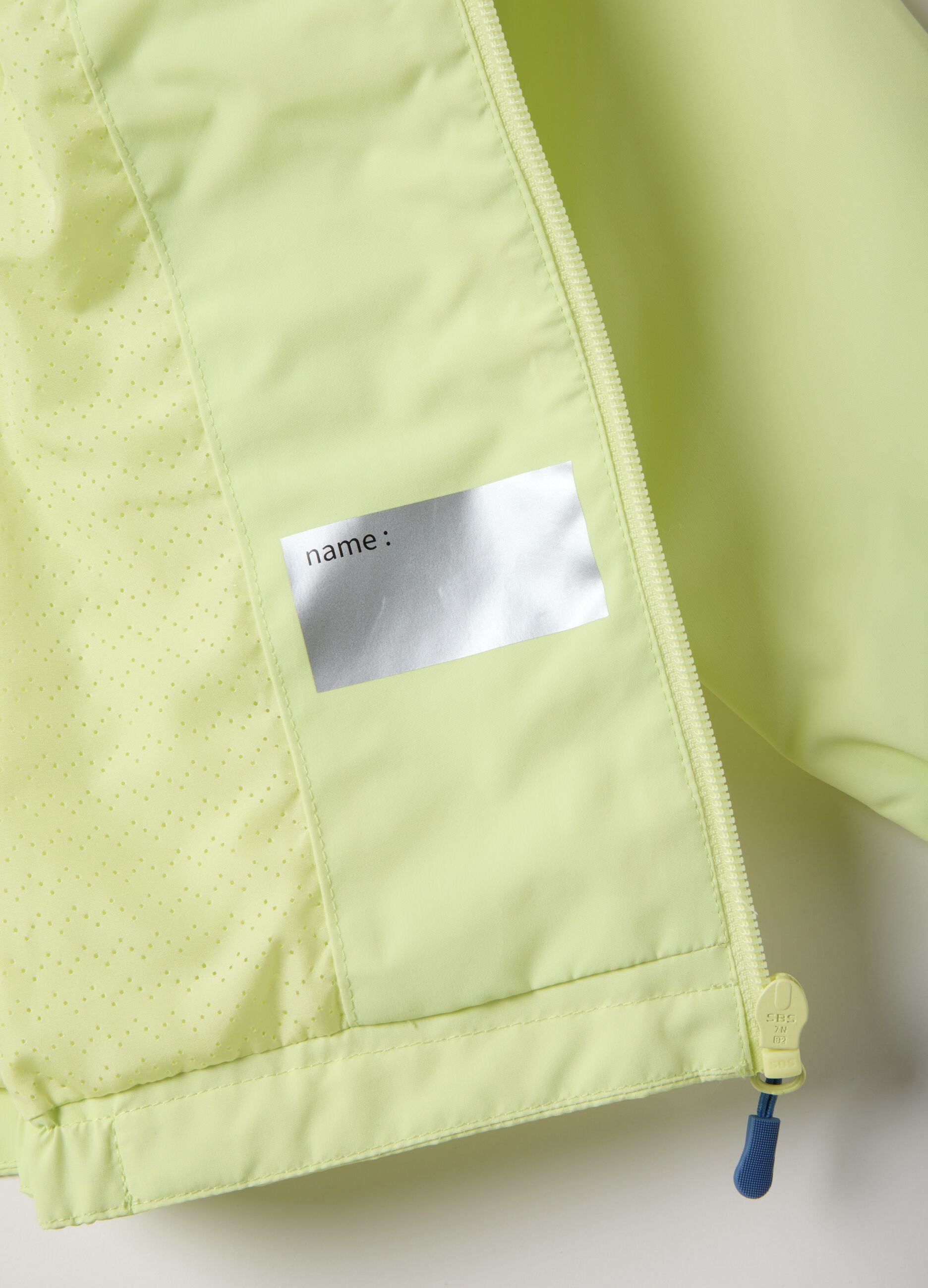 Yellow regular fit children's lightweight jacket with full zip and hood