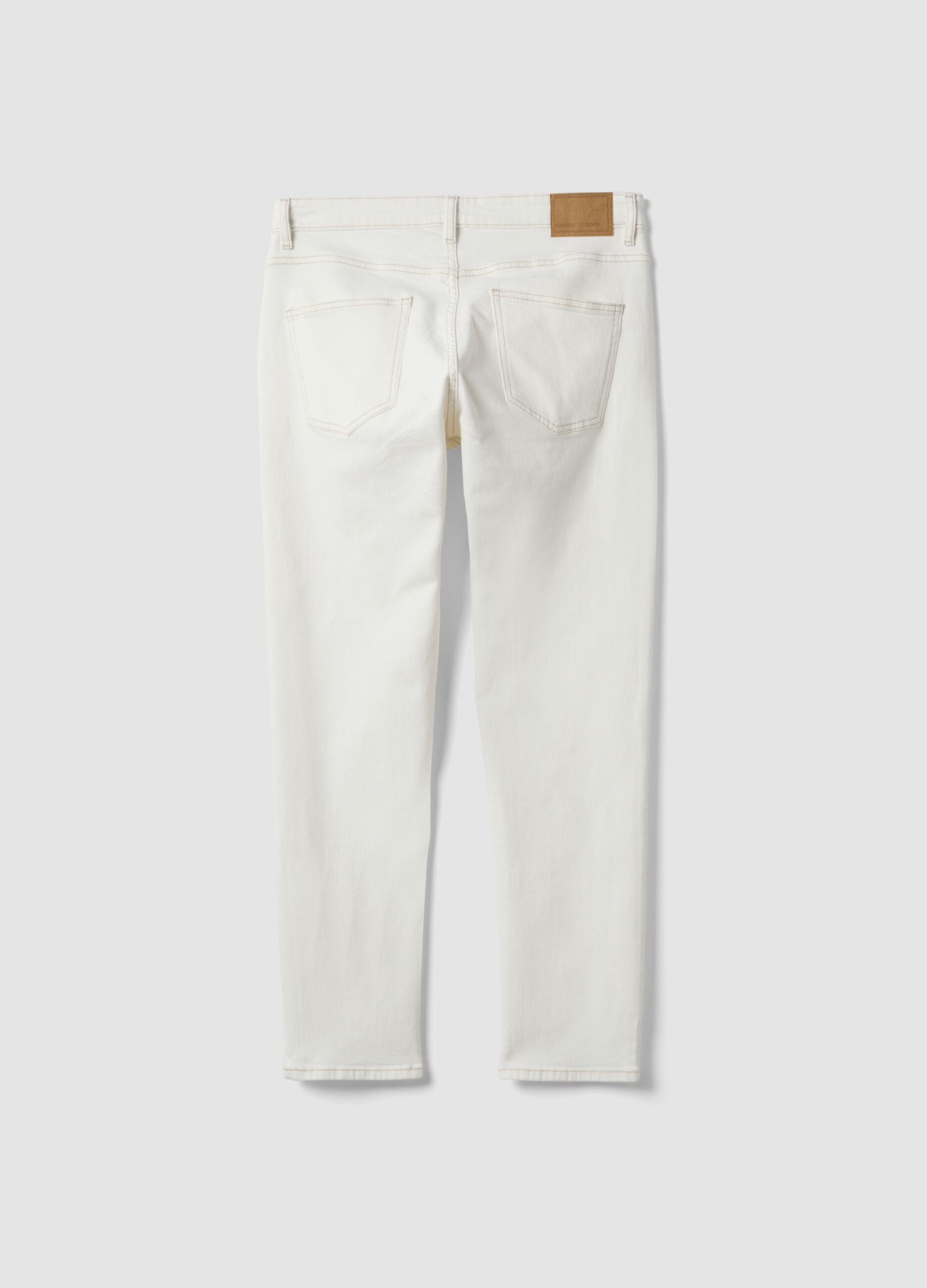 White slim-fit stretch cotton jeans