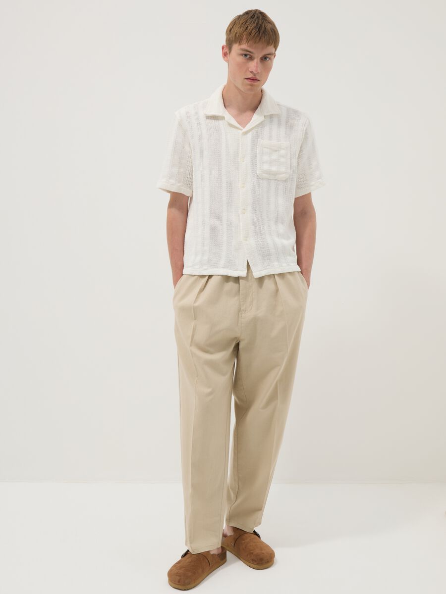 White short-sleeve pure cotton shirt_1