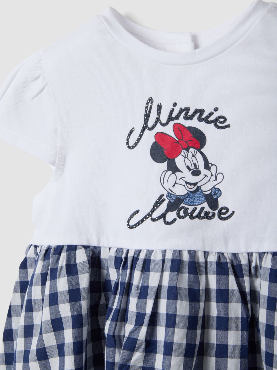 Multi-colour stretch cotton wide dress for girls with Minnie_2