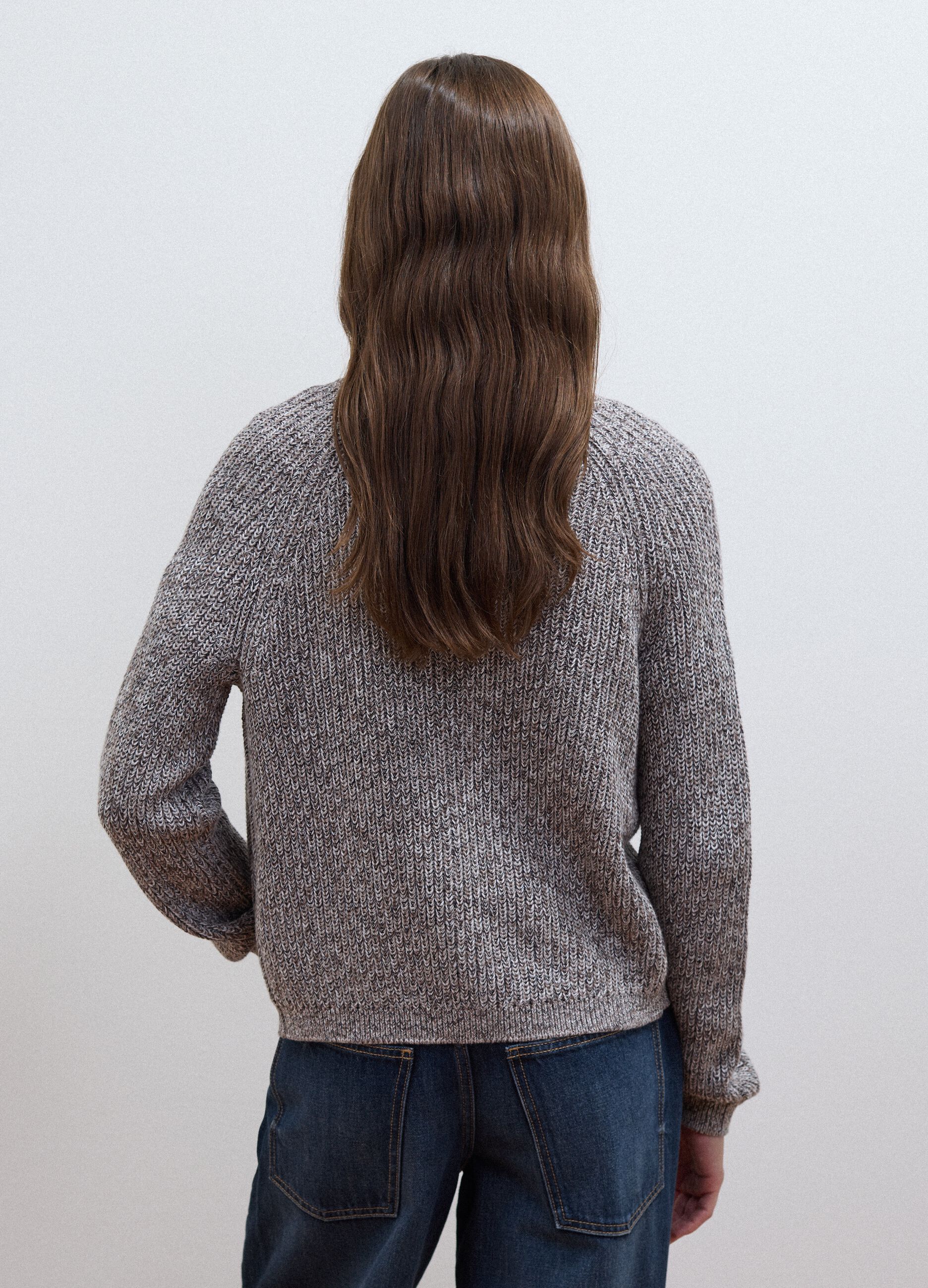 Grey pure cotton knit cardigan in regular fit
