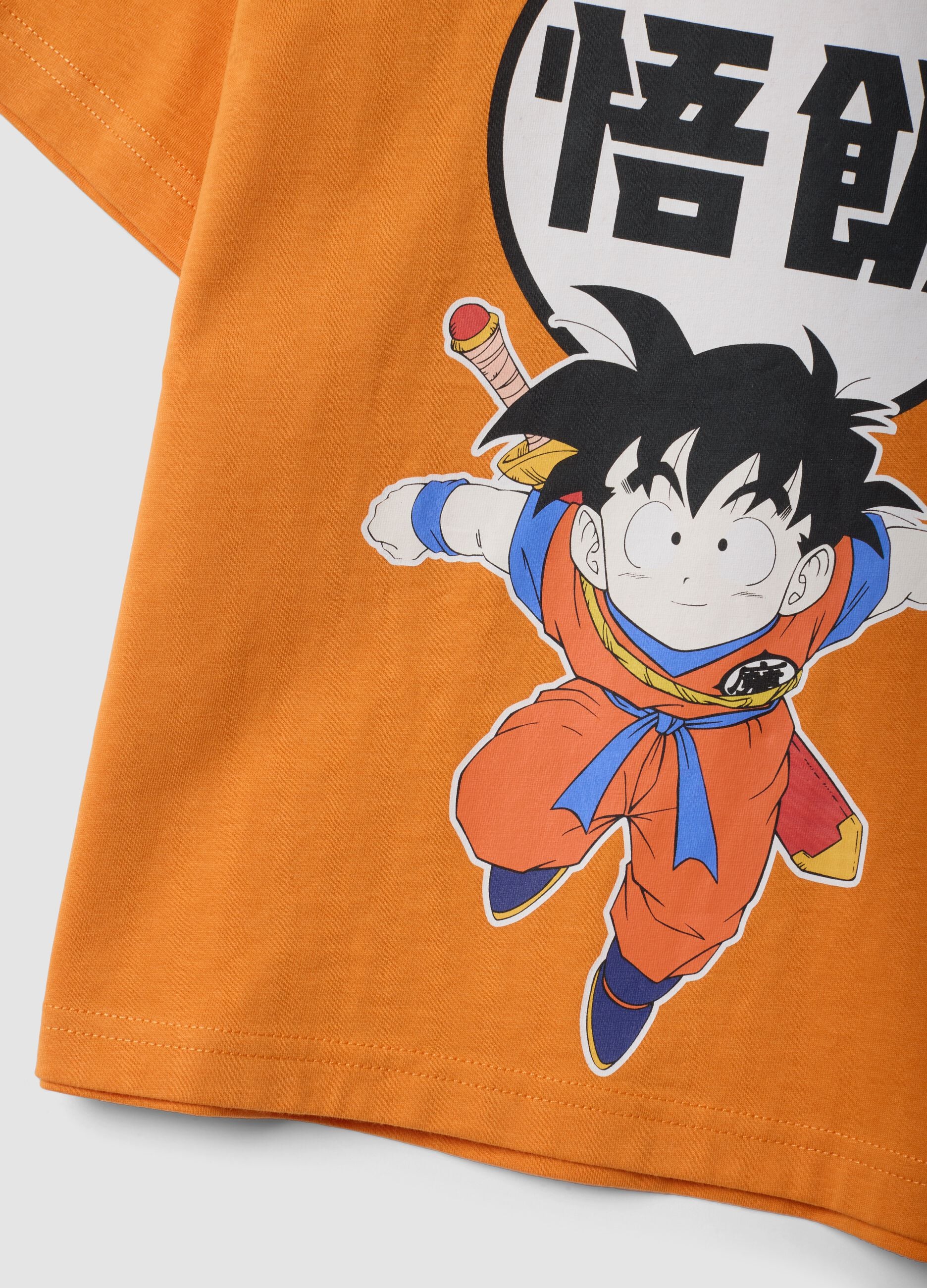 Orange pure cotton Dragon Ball Z print T-shirt for boys