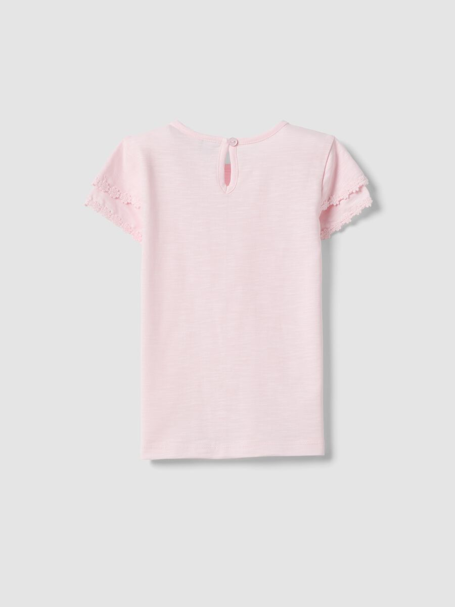 T-shirt rosa a maniche corte in puro cotone con taschino_1