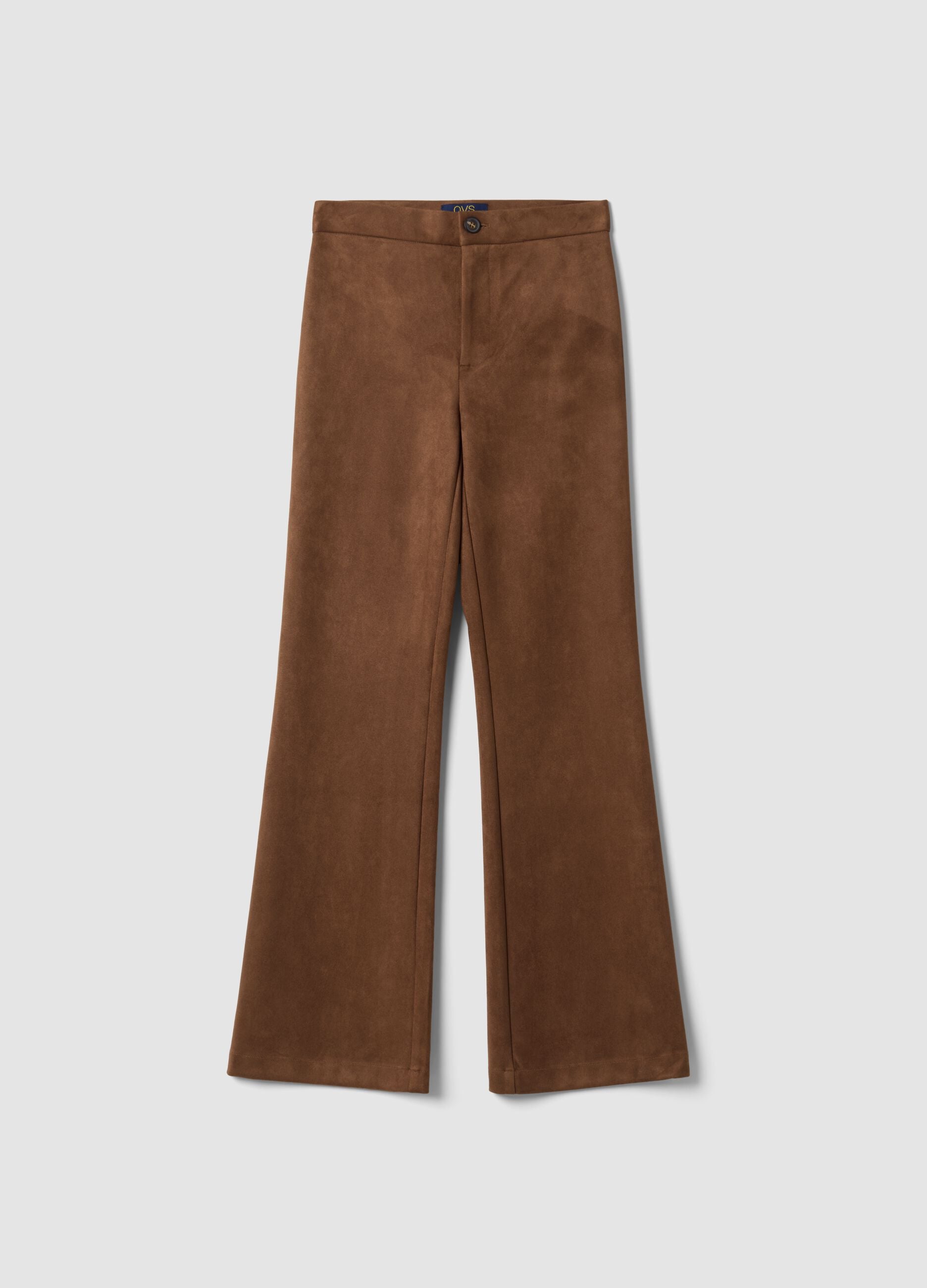 Brown flared trousers in stretch fabric