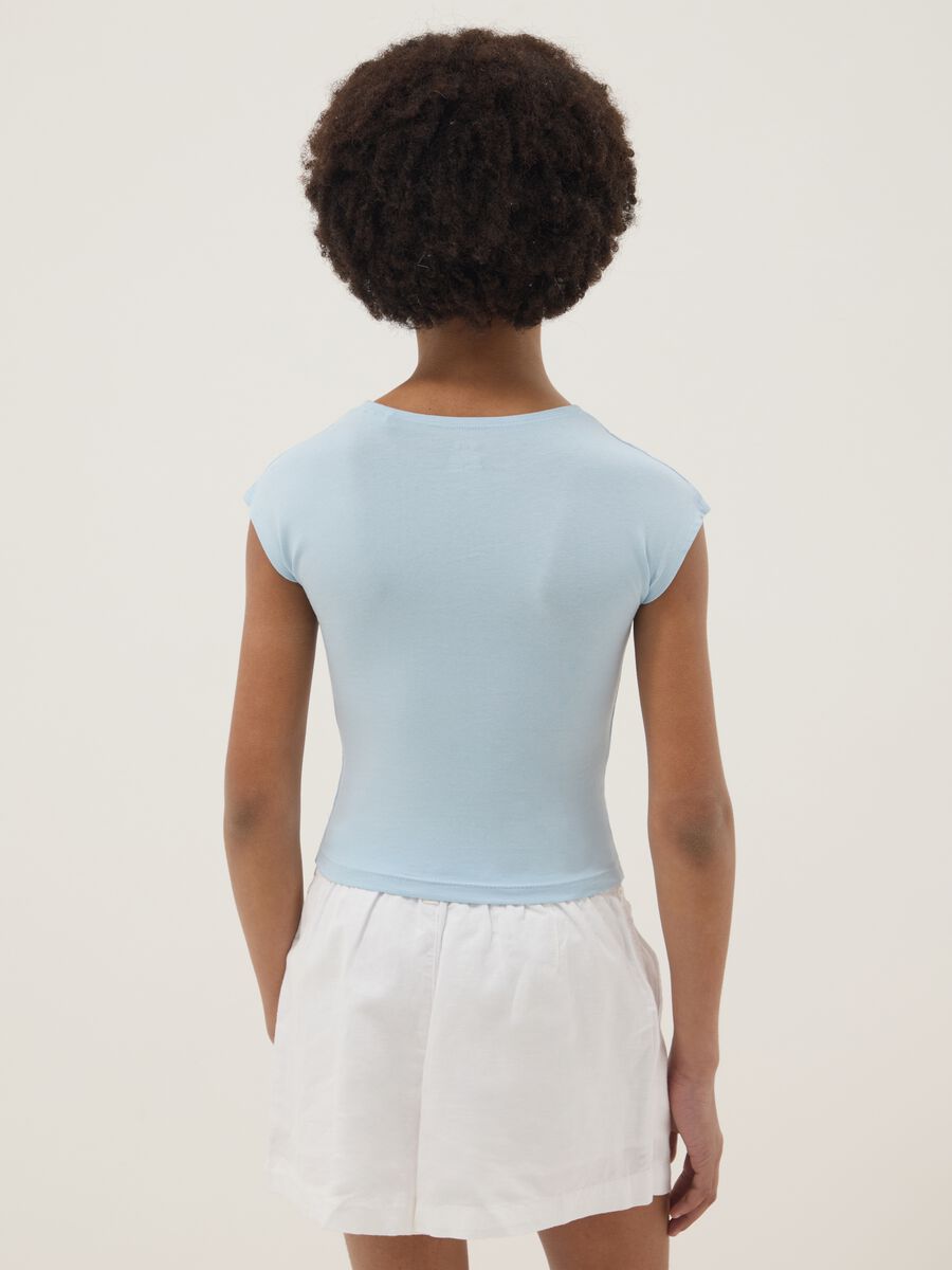 T-shirt in cotone elasticizzato azzurra da ragazza slim fit_1