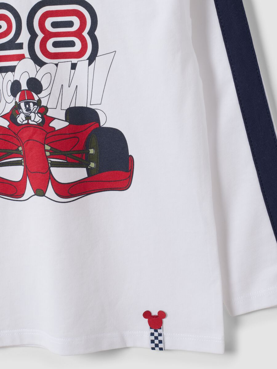T-shirt bianca in puro cotone con girocollo e stampa Mickey per bimbo_2