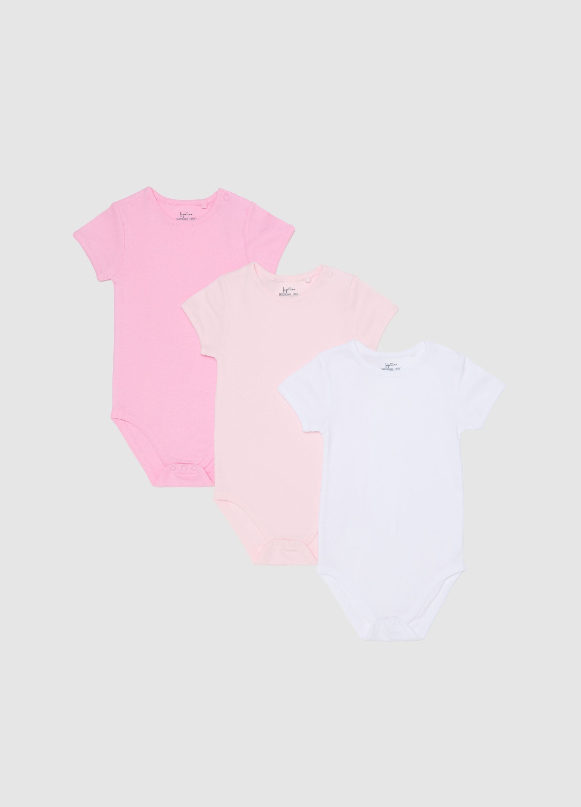 Baby girl's multicolour bodysuit tripack in pure cotton