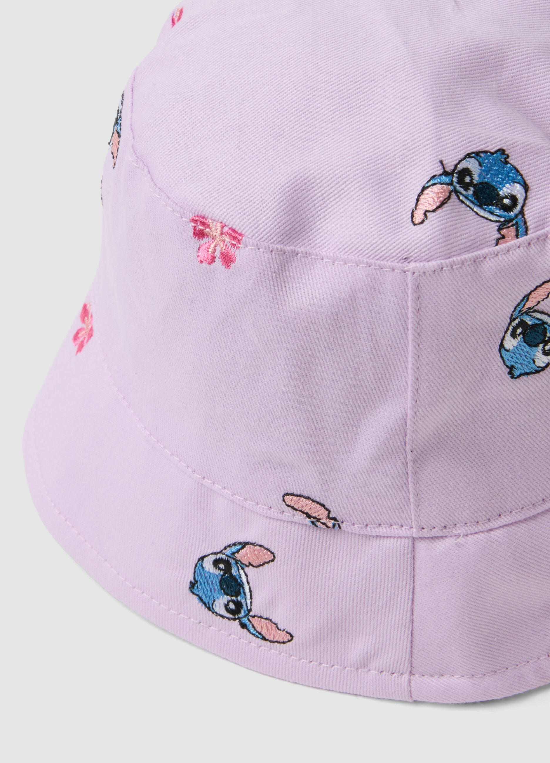 Purple pure cotton girls&rsquo; hat with Stitch
