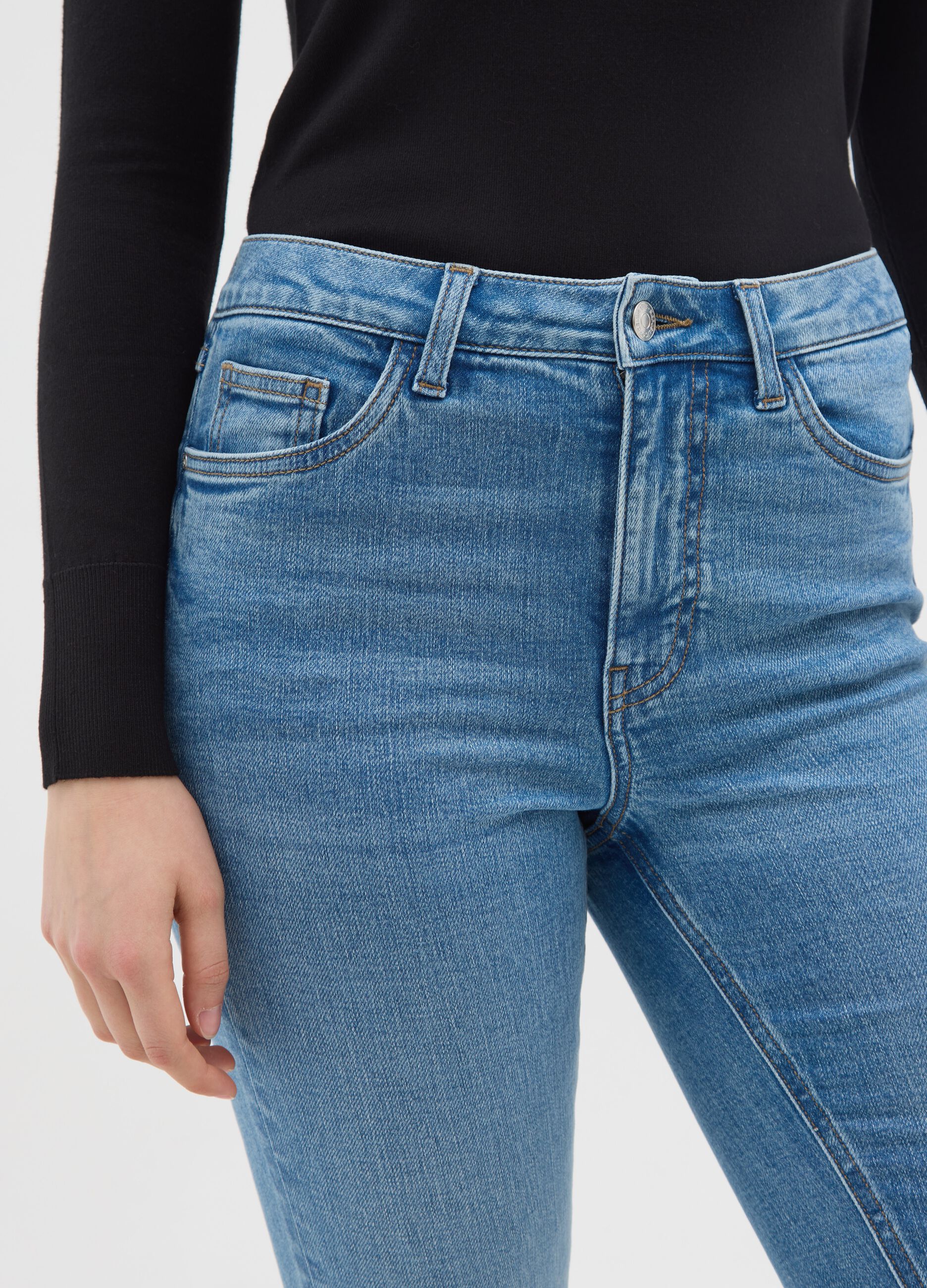 Blue Flare Jeans in Stretch Denim Cotton