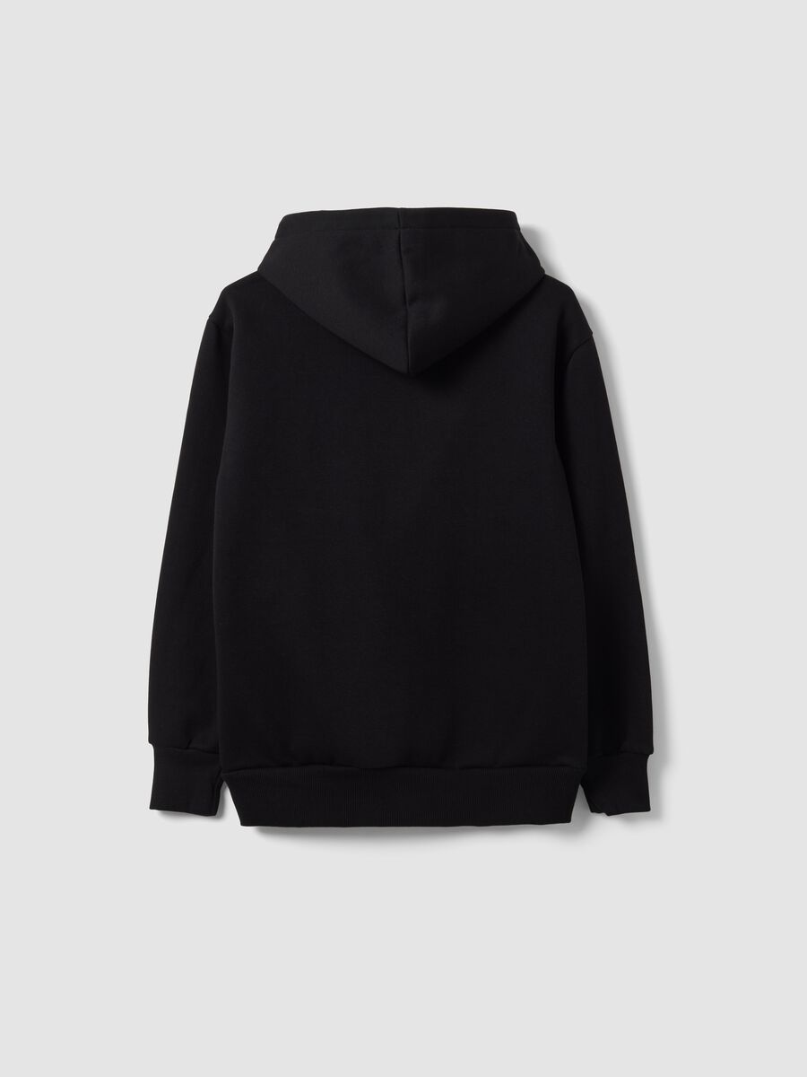 Black cotton-blend hoodie with Brooklyn Nets print for boys_1