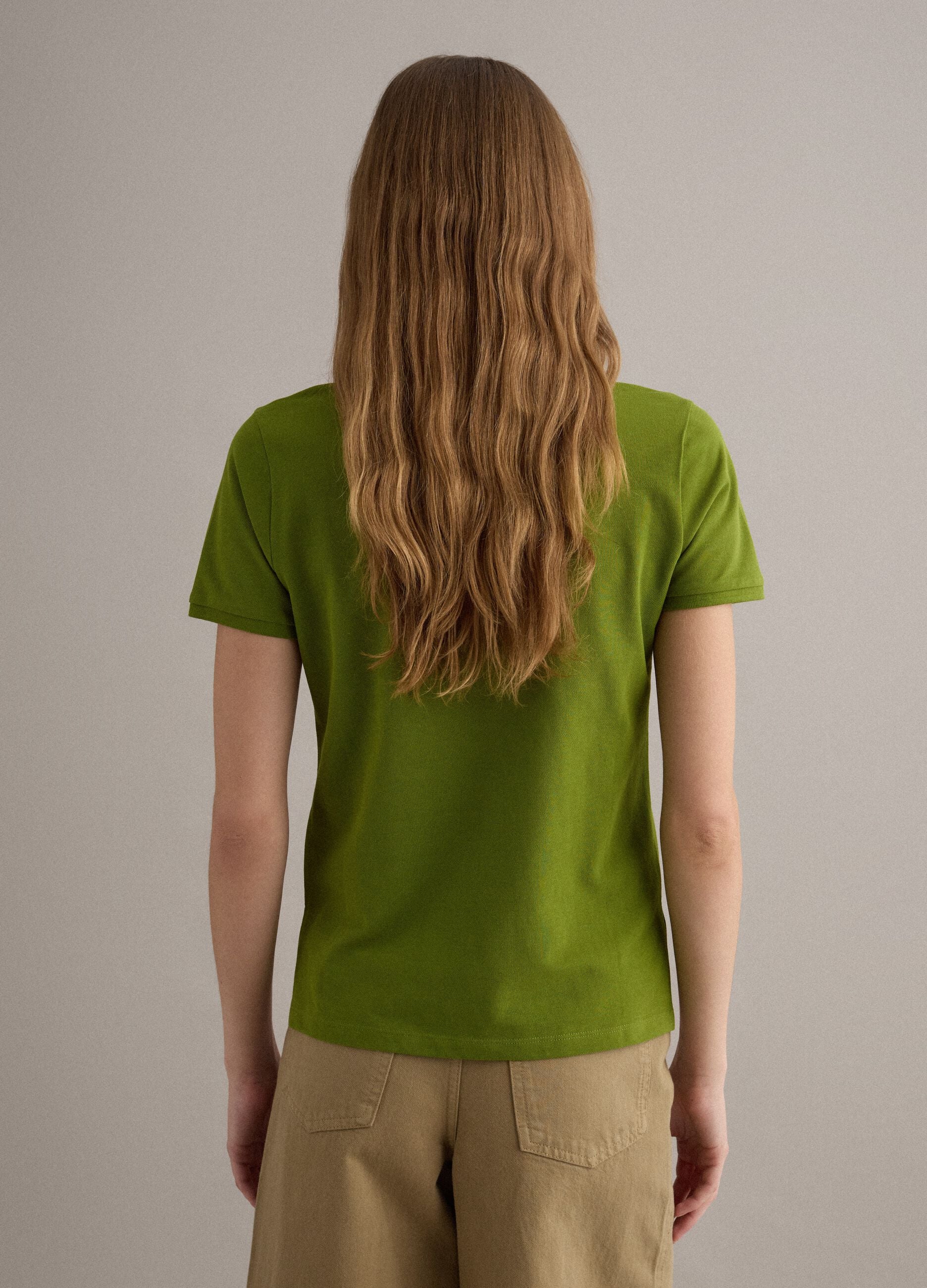 Green regular-fit polo shirt in organic cotton