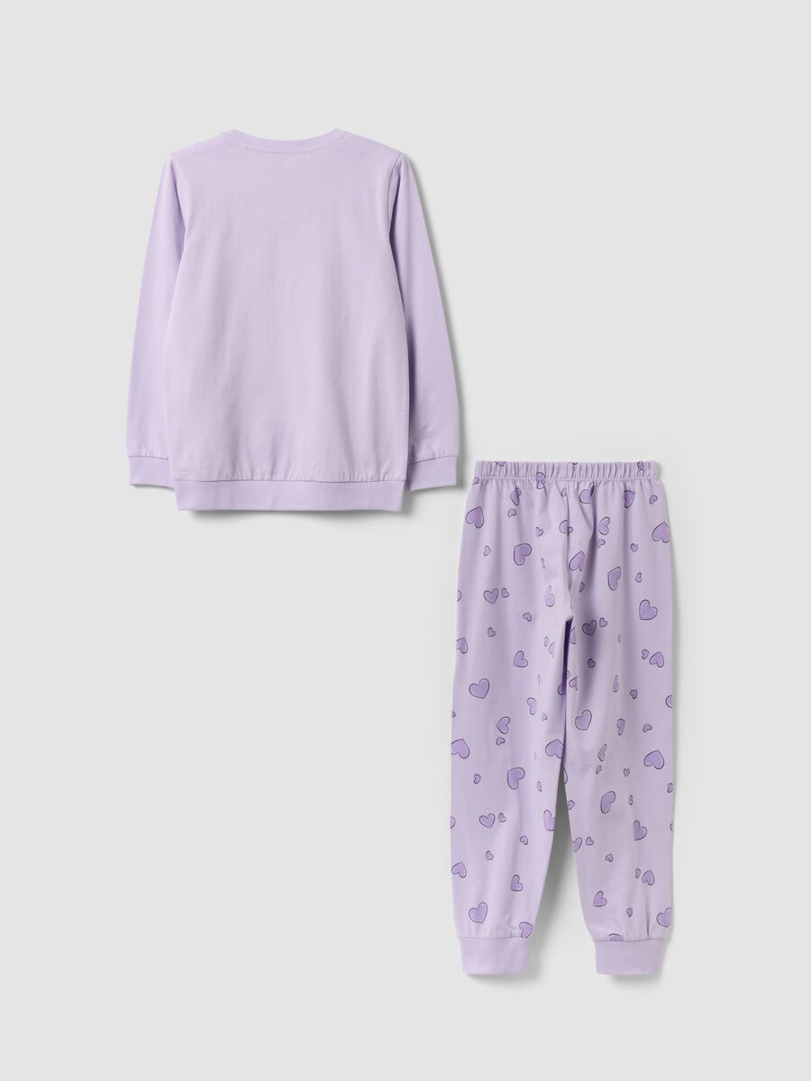 Purple pure organic cotton heart-print pyjamas for girls_1