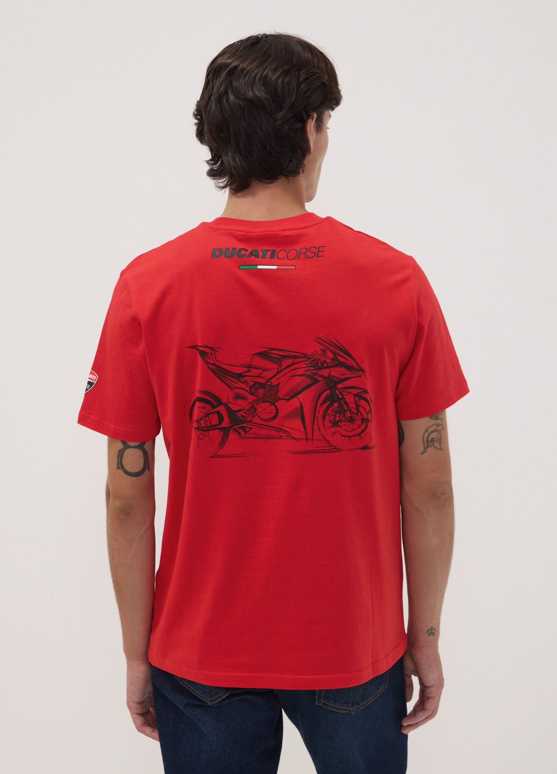Red pure cotton T-shirt with Ducati print