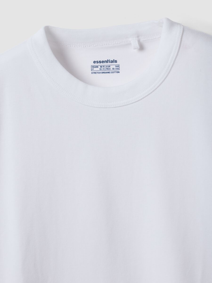 T-shirt bianca in cotone organico elasticizzato regular fit per ragazzo_2