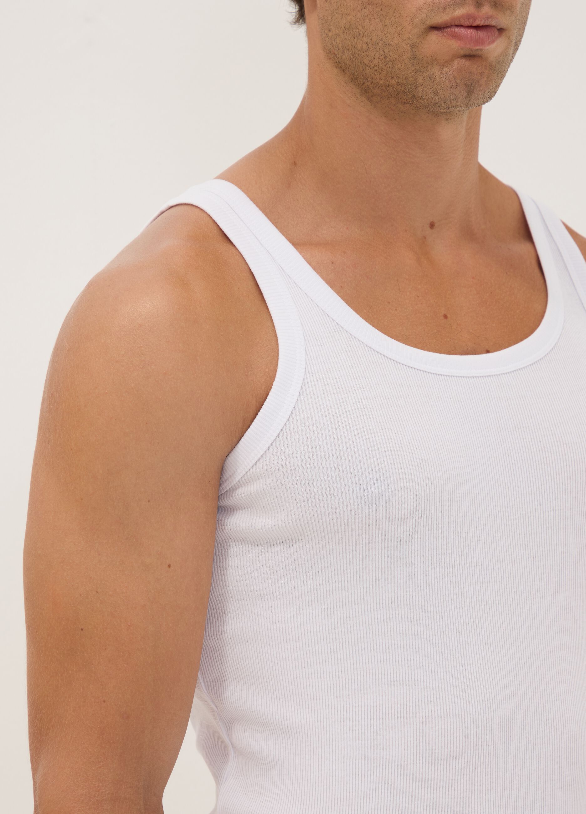 White ribbed vest top in pure organic cotton