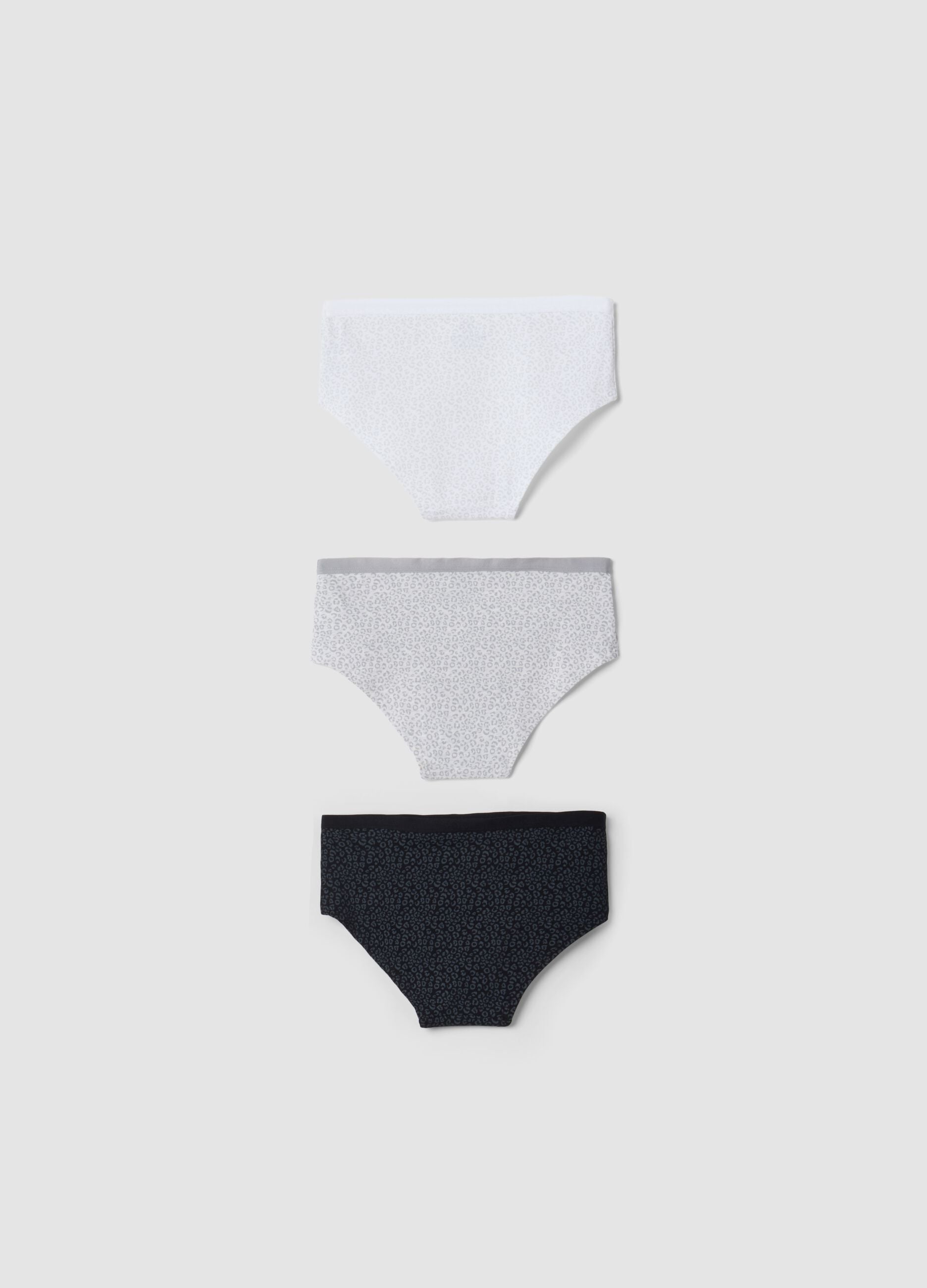 Three-pack of grey and black stretch organic cotton briefs