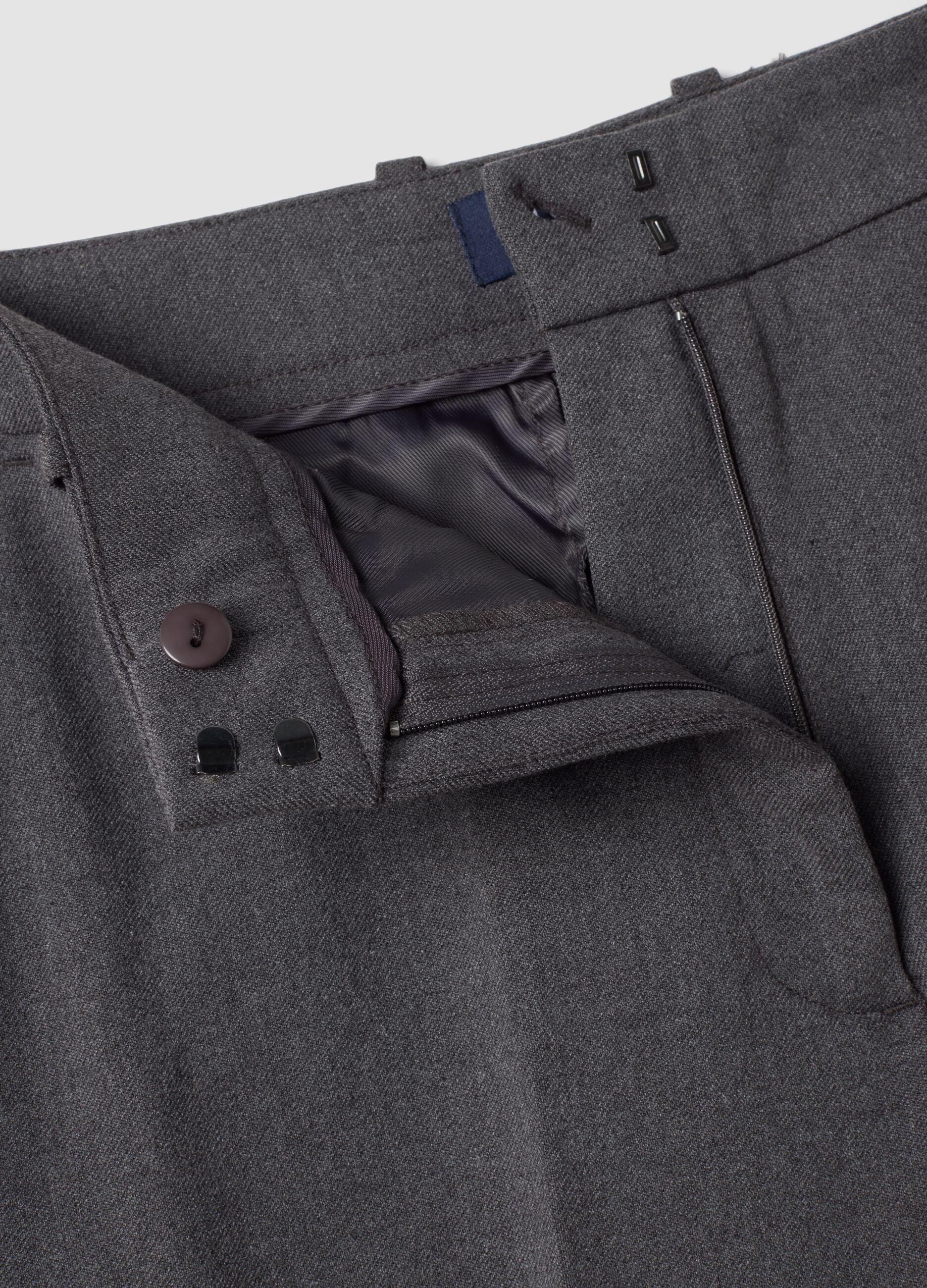 Grey flared formal trousers in stretch viscose