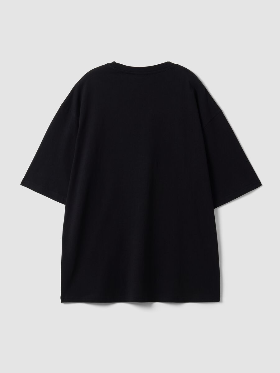 Black pure cotton T-shirt with New York Knicks print_6