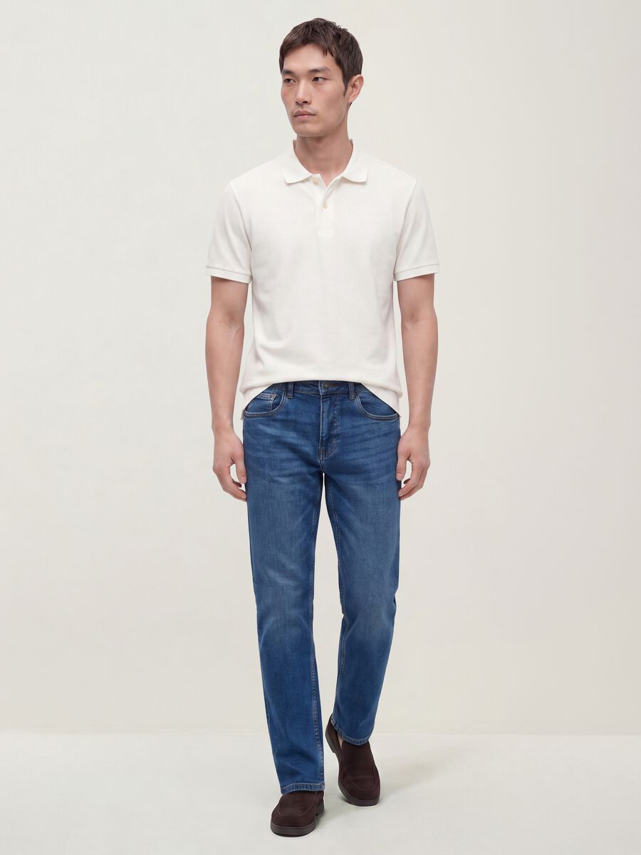 Blue comfort-fit stretch cotton jeans_0